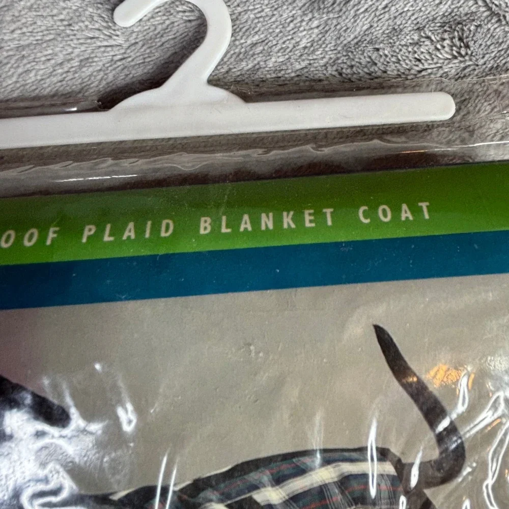 Casual Canine‎ Waterproof Plaid Blanket Coat Dog Size L Green Blue Fleece Lined